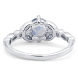 Art Deco Round Natural Stone Leaf Style Ring
