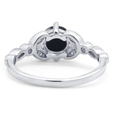 Art Deco Round Natural Stone Leaf Style Ring