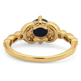 Art Deco Round Natural Stone Leaf Style Ring