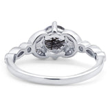Art Deco Round Natural Stone Leaf Style Ring