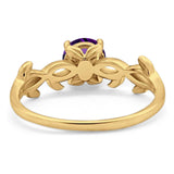 Minimalist Round Natural Stone Solitaire Ring