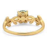 Minimalist Round Natural Stone Solitaire Ring