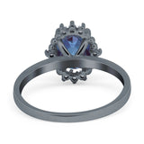 Art Deco Oval Natural Stone Beaded Ring