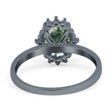 Art Deco Oval Natural Stone Beaded Ring