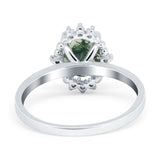 Art Deco Oval Natural Stone Beaded Ring