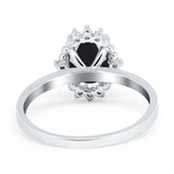 Art Deco Oval Natural Stone Beaded Ring