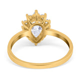 Art Deco Pear Natural Stone Wedding Ring