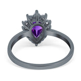 Art Deco Pear Natural Stone Wedding Ring