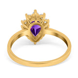 Art Deco Pear Natural Stone Wedding Ring