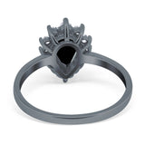 Art Deco Pear Natural Stone Wedding Ring