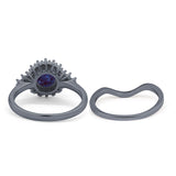 Two Piece Round Natural Stone Cluster Ring