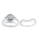 Two Piece Round Natural Stone Cluster Ring