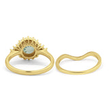 Two Piece Round Natural Stone Cluster Ring