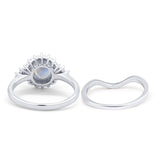 Two Piece Round Natural Stone Cluster Ring