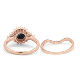 Two Piece Round Natural Stone Cluster Ring