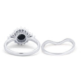 Two Piece Round Natural Stone Cluster Ring