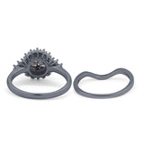 Two Piece Round Natural Stone Cluster Ring