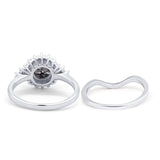 Two Piece Round Natural Stone Cluster Ring