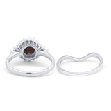 Two Piece Round Natural Stone Cluster Ring