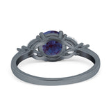 Art Deco Round Natural Stone Leaf Style Ring