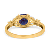 Art Deco Round Natural Stone Leaf Style Ring