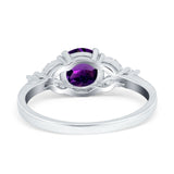 Art Deco Round Natural Stone Leaf Style Ring