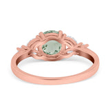 Art Deco Round Natural Stone Leaf Style Ring