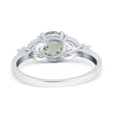 Art Deco Round Natural Stone Leaf Style Ring