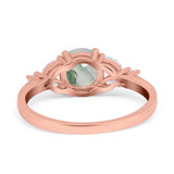 Art Deco Round Natural Stone Leaf Style Ring