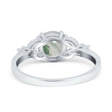 Art Deco Round Natural Stone Leaf Style Ring
