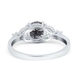 Art Deco Round Natural Stone Leaf Style Ring