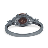 Art Deco Round Natural Stone Leaf Style Ring