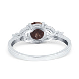 Art Deco Round Natural Stone Leaf Style Ring