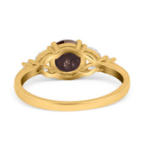 Art Deco Round Natural Stone Leaf Style Ring