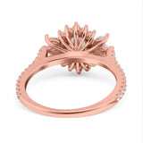 Art Deco Oval Natural Stone Floral Ring