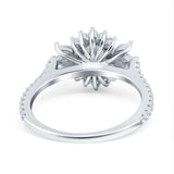 Art Deco Oval Natural Stone Floral Ring