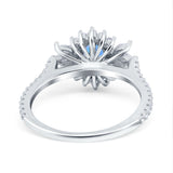 Art Deco Oval Natural Stone Floral Ring
