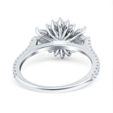 Art Deco Oval Natural Stone Floral Ring