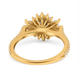 Art Deco Oval Natural Stone Floral Ring