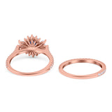 Two Piece Oval Natural Stone Bridal Ring