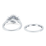 Two Piece Oval Natural Stone Bridal Ring