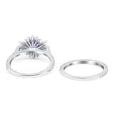 Two Piece Oval Natural Stone Bridal Ring