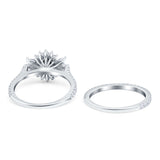 Two Piece Oval Natural Stone Bridal Ring