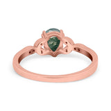 Pear Teardrop Natural Stone Floral Ring