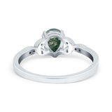 Pear Teardrop Natural Stone Floral Ring
