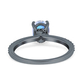 Art Deco Oval Natural Stone Wedding Ring