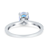 Art Deco Oval Natural Stone Wedding Ring