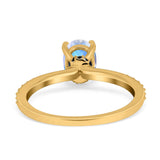 Art Deco Oval Natural Stone Wedding Ring
