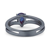 Art Deco Pear Natural Stone Wedding Ring