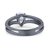 Art Deco Pear Natural Stone Wedding Ring